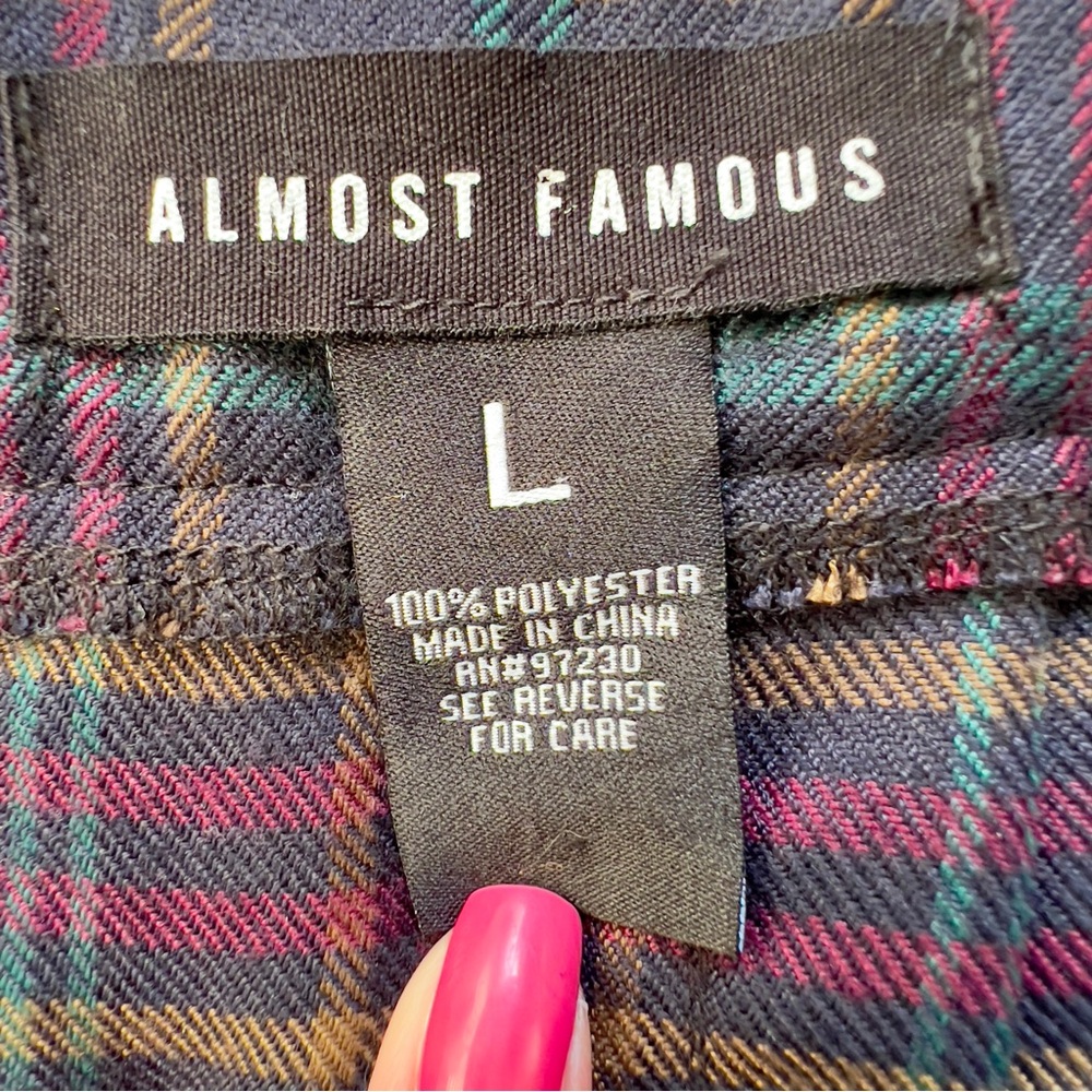 Almost Famous Y2K Black Yellow Red Plaid Pleated Preppy Academia Skirt Women’s L - Picture 6 of 11
